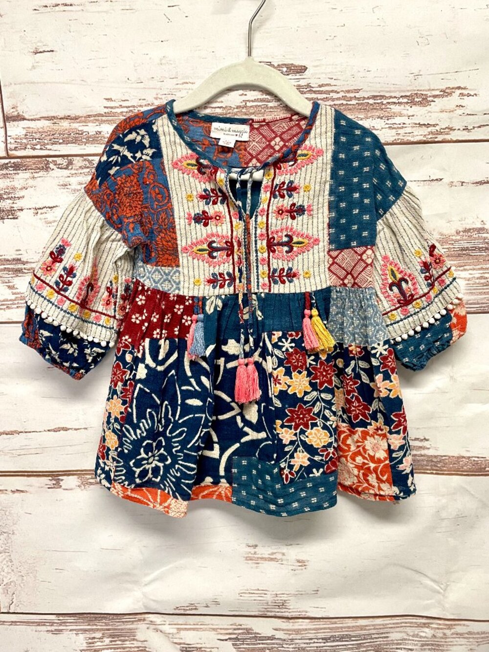 Mimi & Maggie patchwork embroidered boho dress